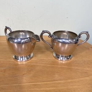 Vintage ART S CO Silverplate Cream and Sugar Set Elegant Rustic Tableware